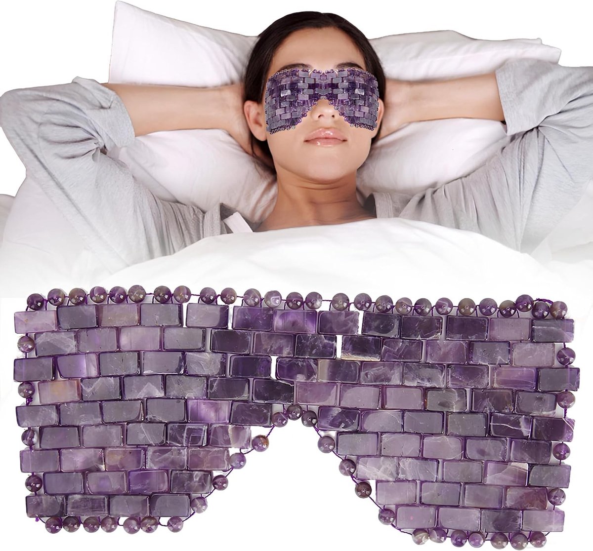 Verkoelend Oogmasker - Blauw - Jadesteen - Voor Ontspanning en Vermoeide Ogen