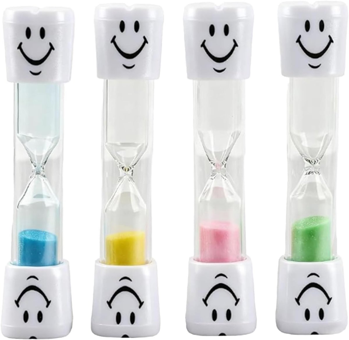 Set van 4 Kinder Zandlopers, 3 Minuten Timer voor Tandenpoetsen, Leerzaam Speelgoed voor Kinderen, Koken en Training