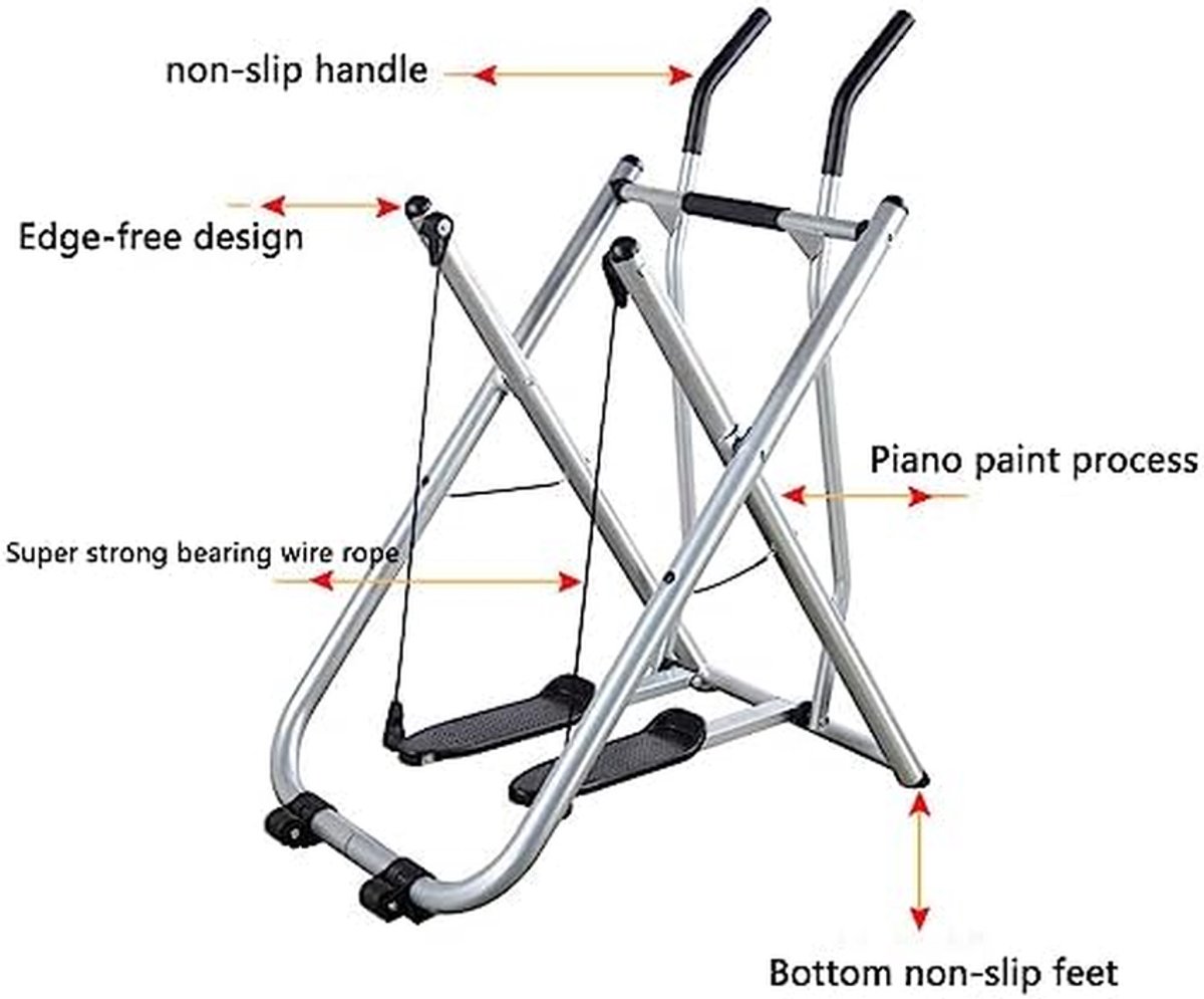 Opvouwbare Hometrainer - Elliptische Crosstrainer Dubbele Trainer - Thuis Fitness - Ruimtebesparend Ontwerp - Tot 120 kg - Zilver