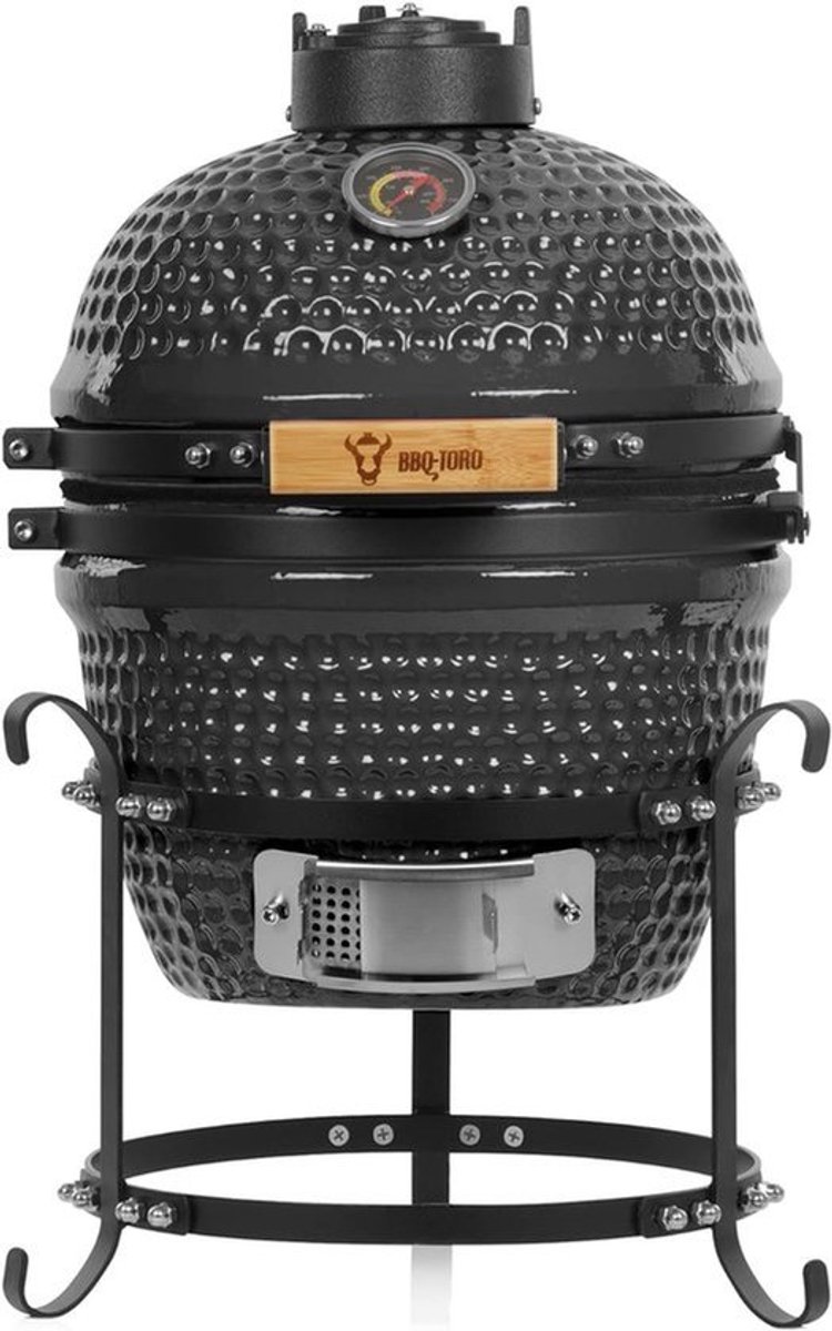 Keramische Kamado BBQ – Houtskoolbarbecue – Barbecue Grill – Mini BBQ – Kamado Grill – Compact 32 cm – Geglazuurd Keramiek Met Thermometer