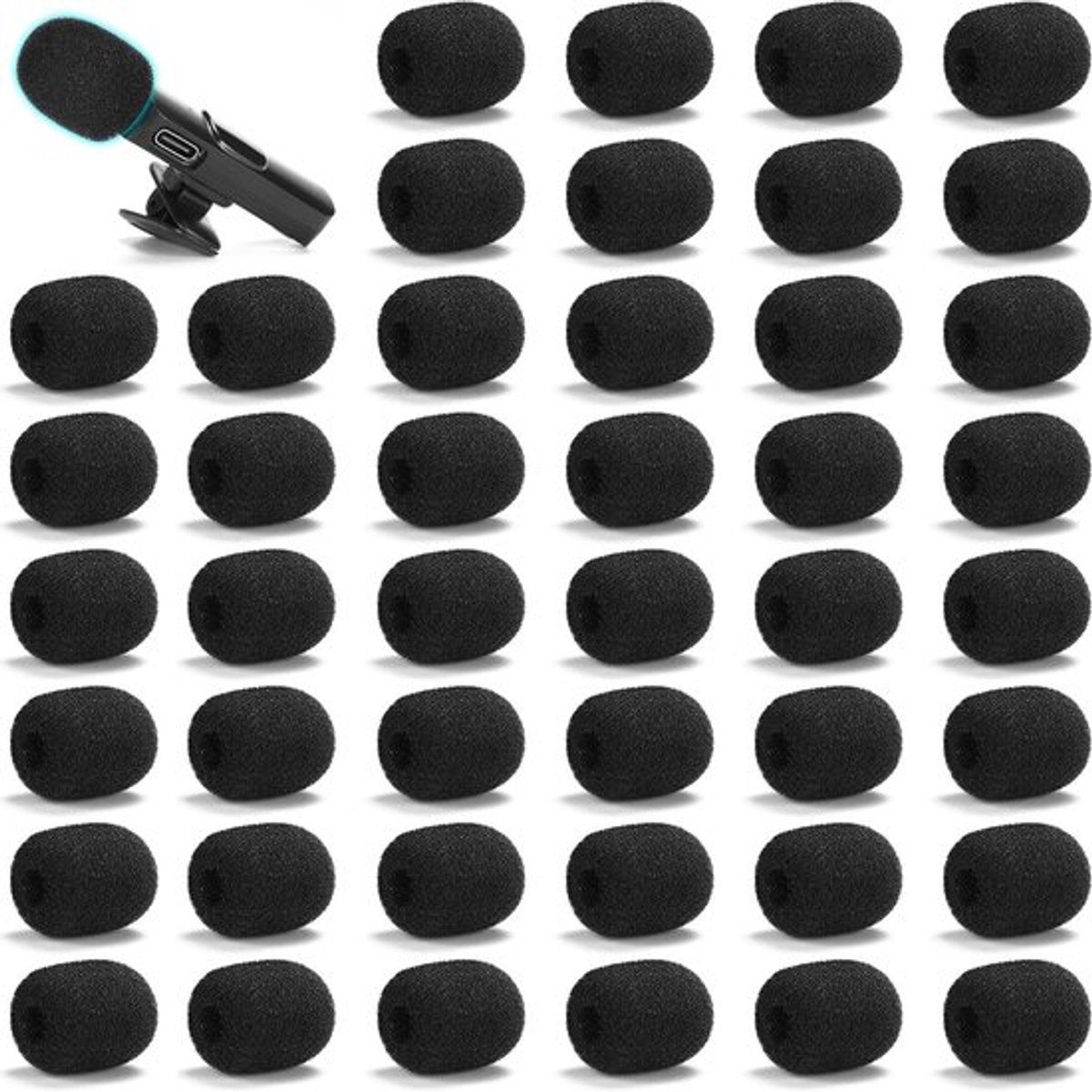 44 Stuks Mini-Microfoons Popfilter voor Lavalier en Revers Microfoons, Ruisonderdrukking en Windbescherming voor Helder Geluid