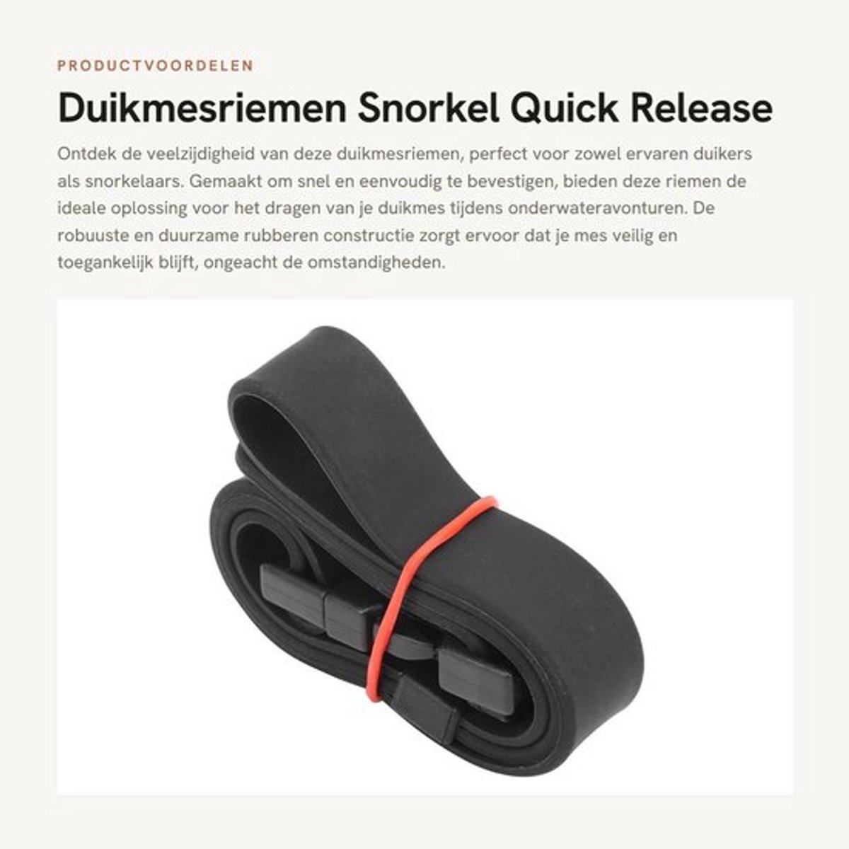 Duikmesriemen - Snorkel - Quick Release - Rubberen Mesriemen - Onderwatermesriem - Vervangende Messenriem - Vast Duikmes