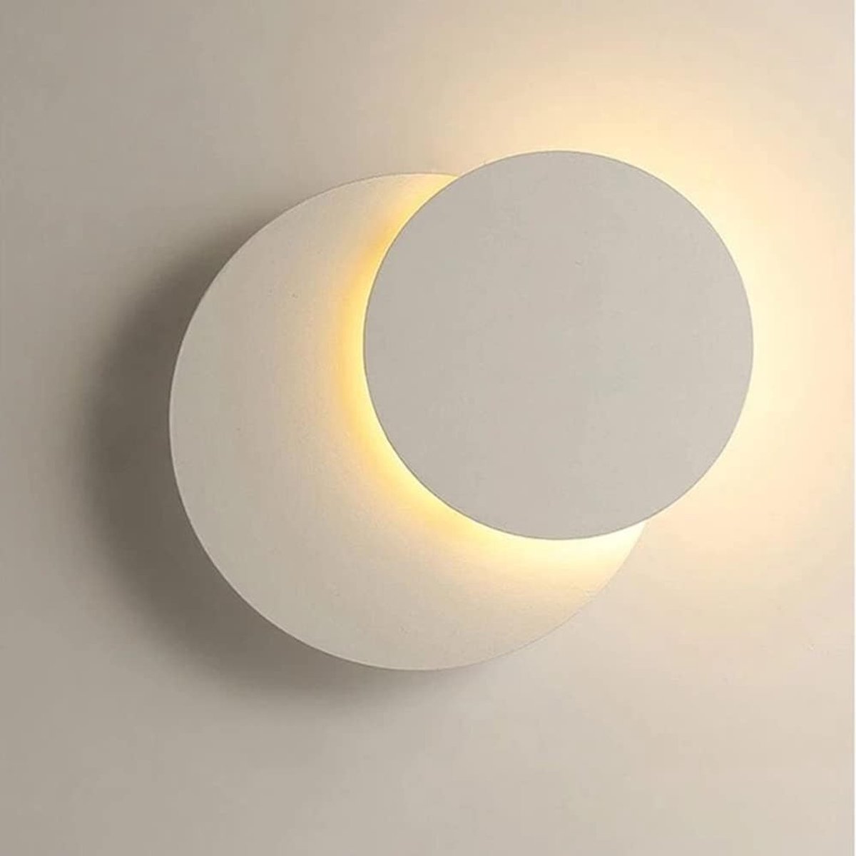 Moderne Wandlamp - Warm Wit - 25 x 25 x 6 cm - Creatieve Ronde Muurlamp met 360° Zwenkfunctie - Voor Woonkamer en Slaapkamer