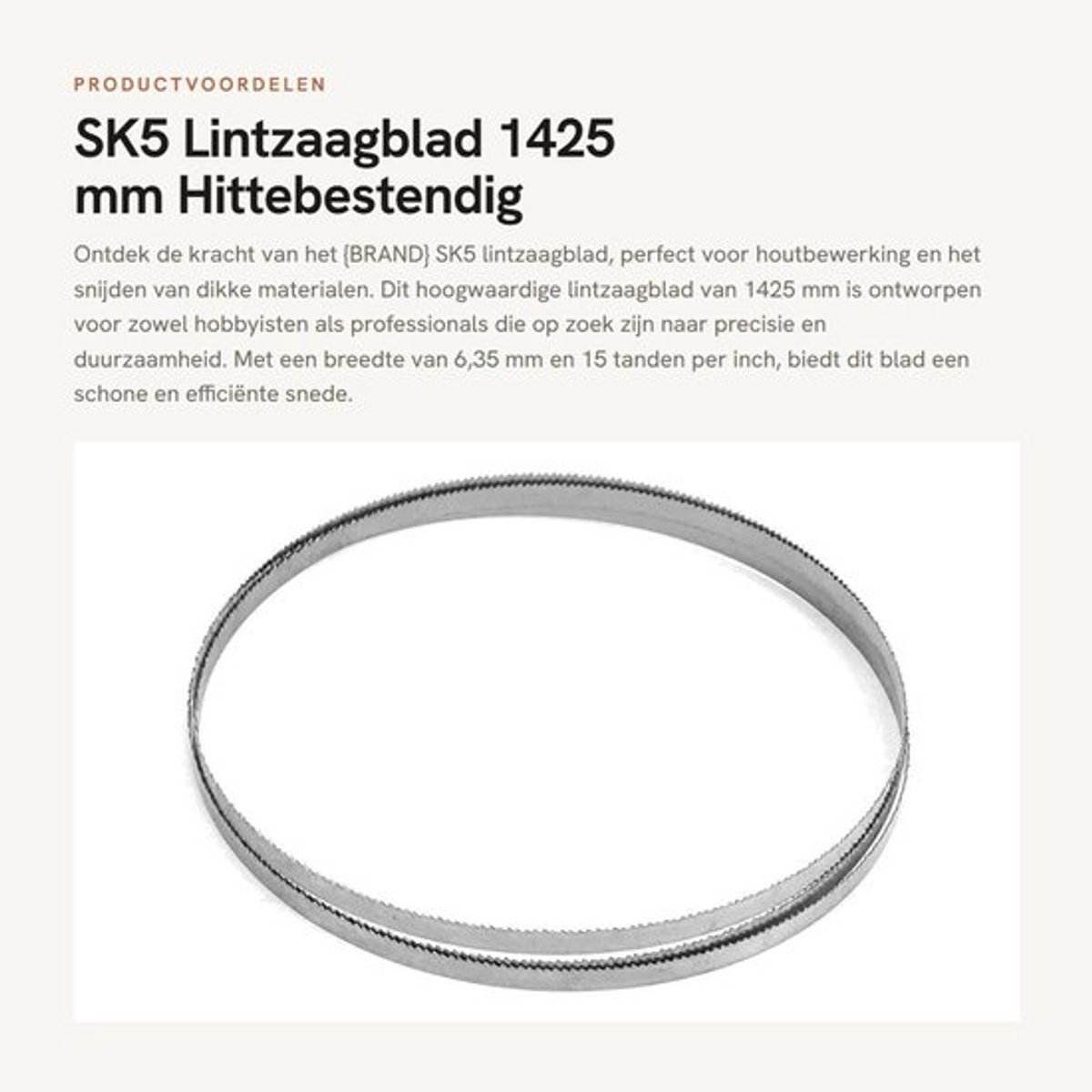 Lintzaagblad Hittebestendig - SK5 Koolstofverenstaal - 1425 mm - 6,35 mm Breedte - 15 Tanden/inch - Duurzaam Snijgereedschap - Zaagblad