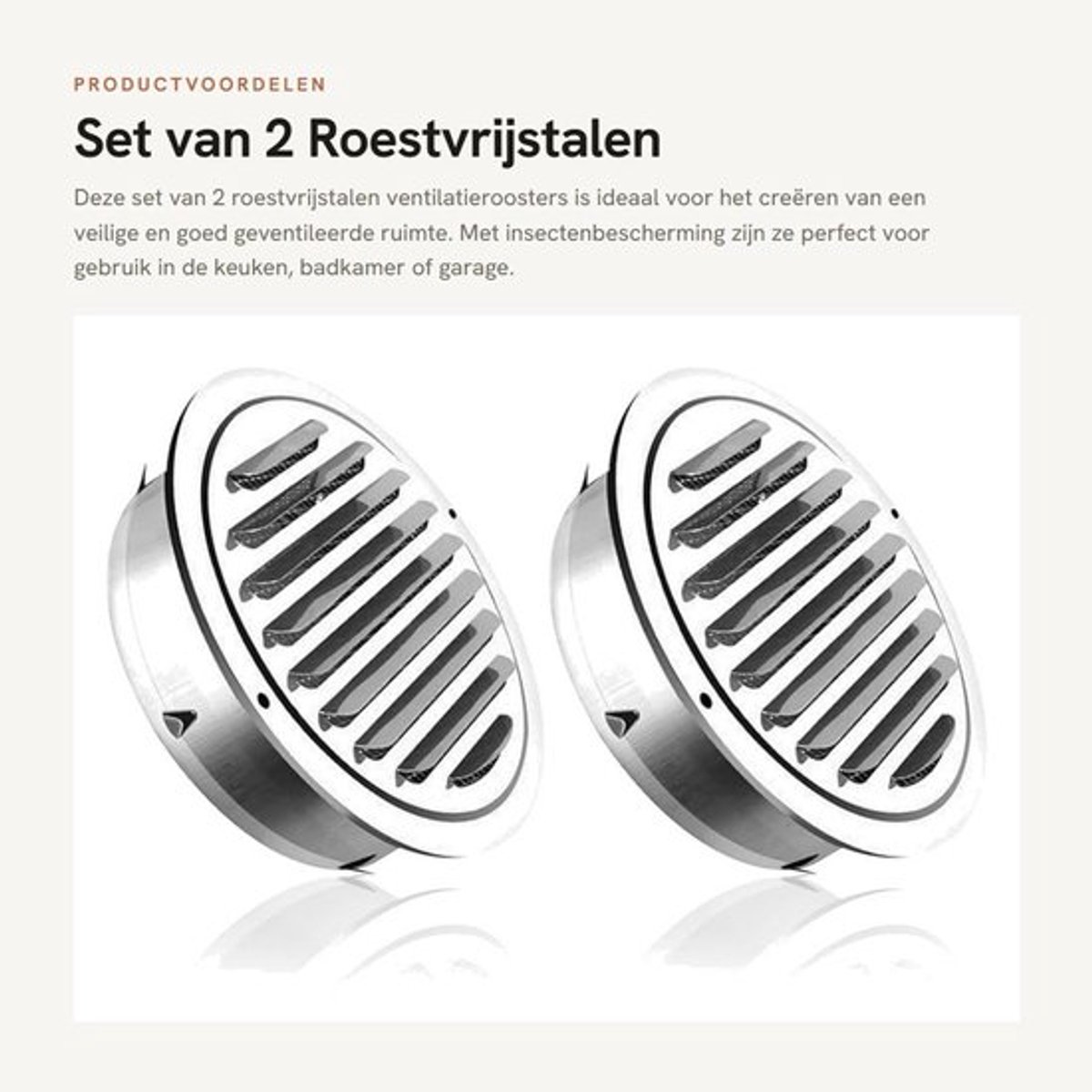Ventilatierooster 100 mm - Afsluitrooster - Ronde Ventilatierooster - Insectenbescherming - Roestvrij Staal - 2 Stuks - Duurzaam Materiaal - Afvoerrooster