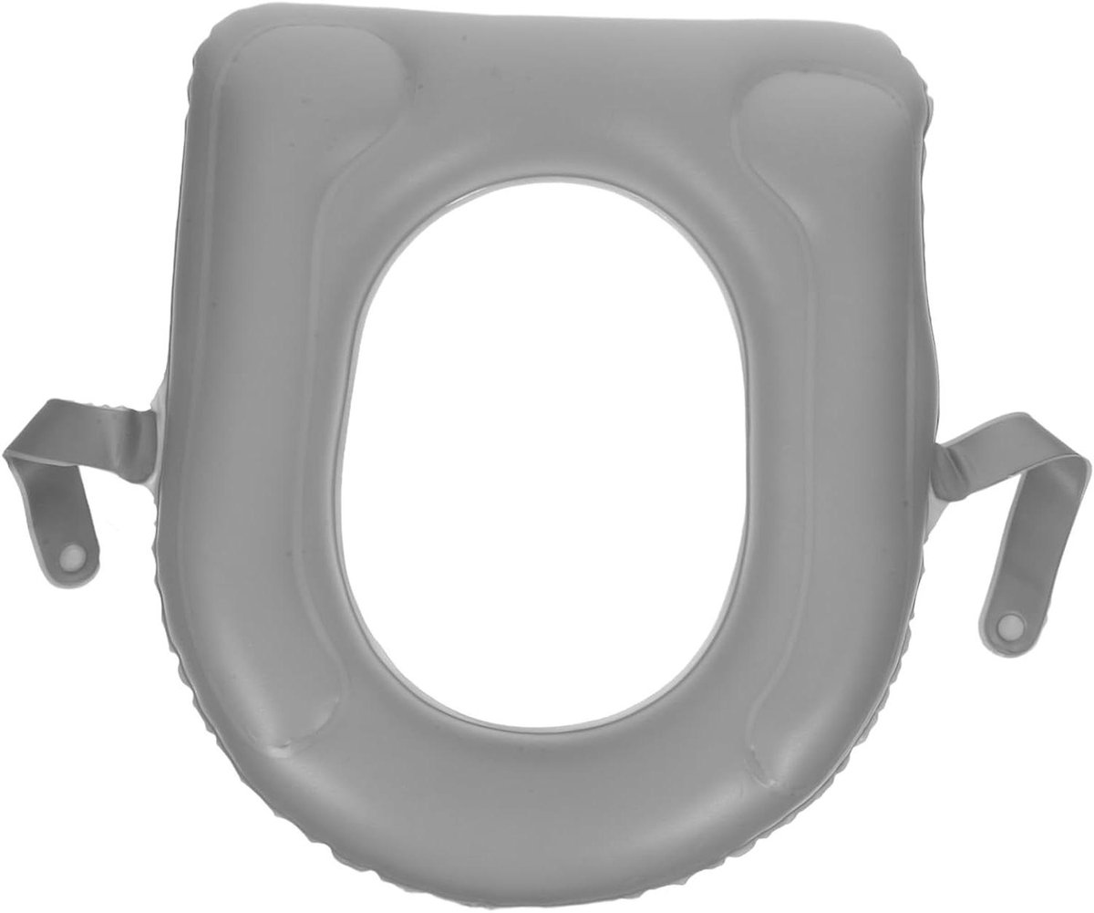 Opblaasbare Toiletzitting - Zitkussen Toilet - Meer Comfort - Met Zuignappen - 45 x 39 x 10 cm - Grijs
