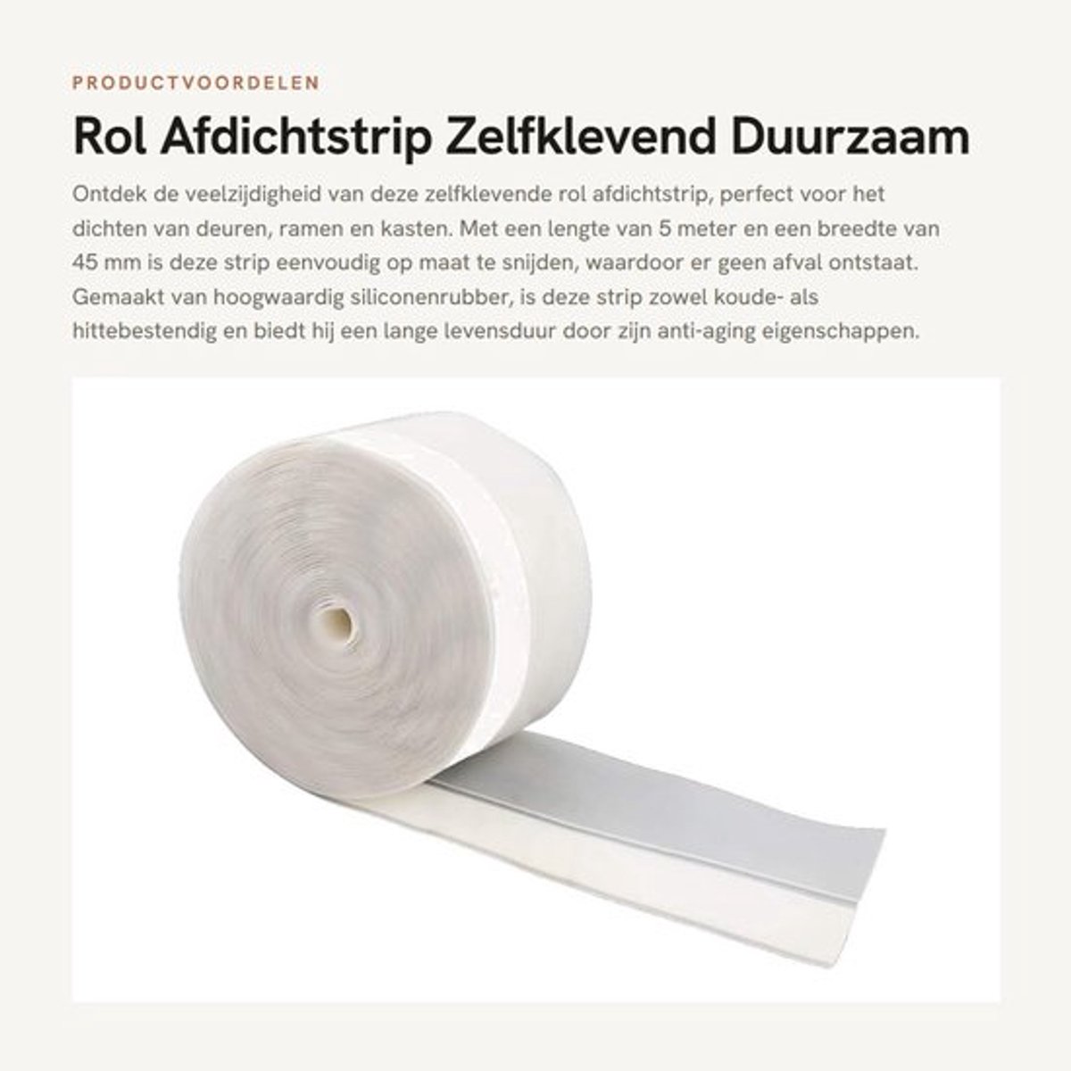 Afdichtstrip 5m - Zelfklevend - Siliconenrubber - Koude/hittebestendig - Duurzaam - Eenvoudige installatie - Dichtingstrip