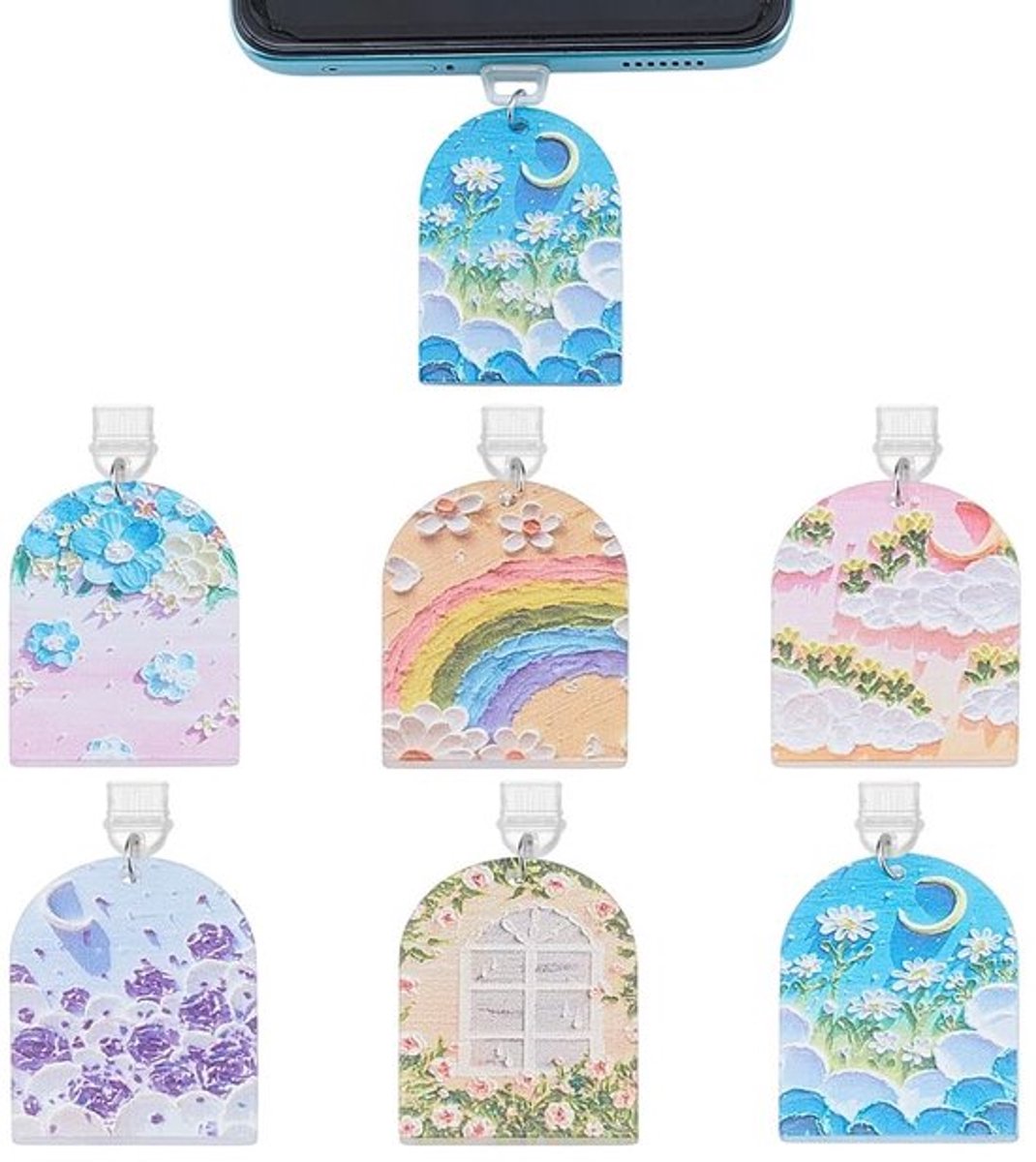 Set van 6 USB Stofstekkers in Kleurrijke Designs