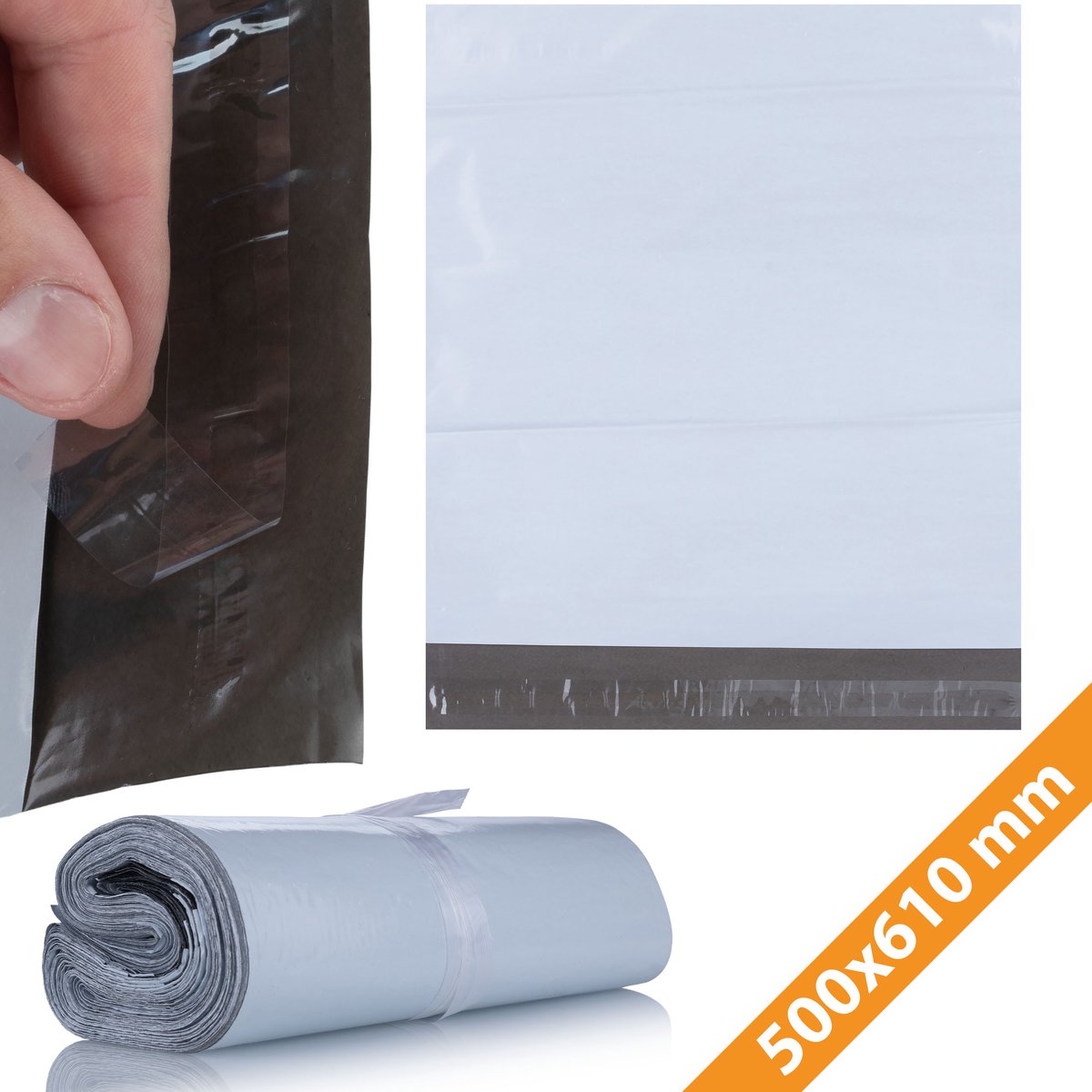 Rosfix Verzendzak 100 Stuks - Wit LDPE Zelfklevend - 500x610 mm, 50µm - Voor Veilige Verzending