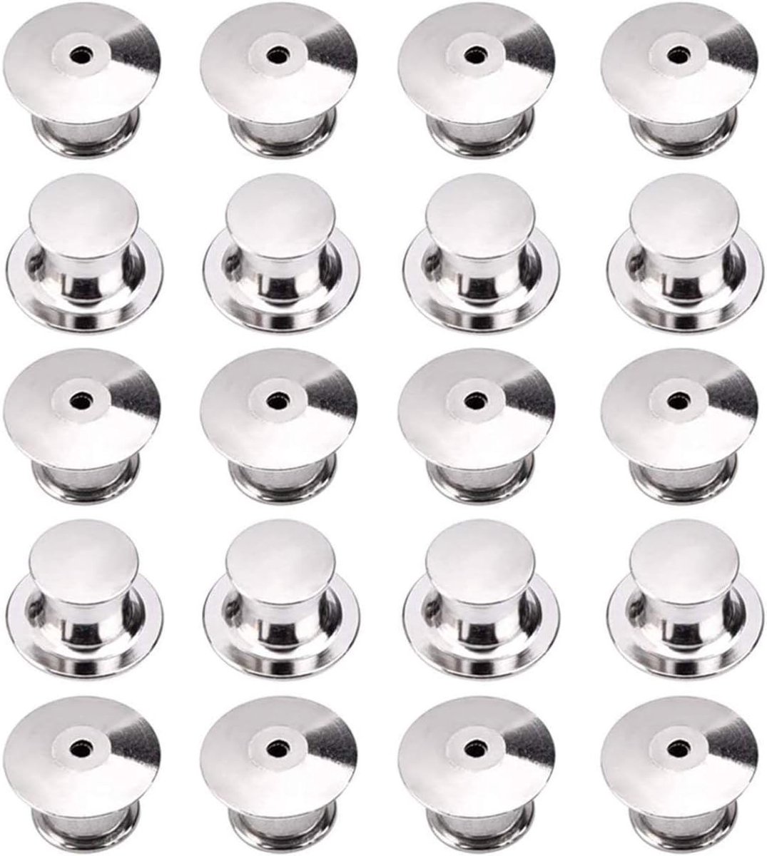 20 Stuks Metalen Locking Pin Houders - Vervangende Pin-backs voor Insignia, Naamlabels, en Badge Displays