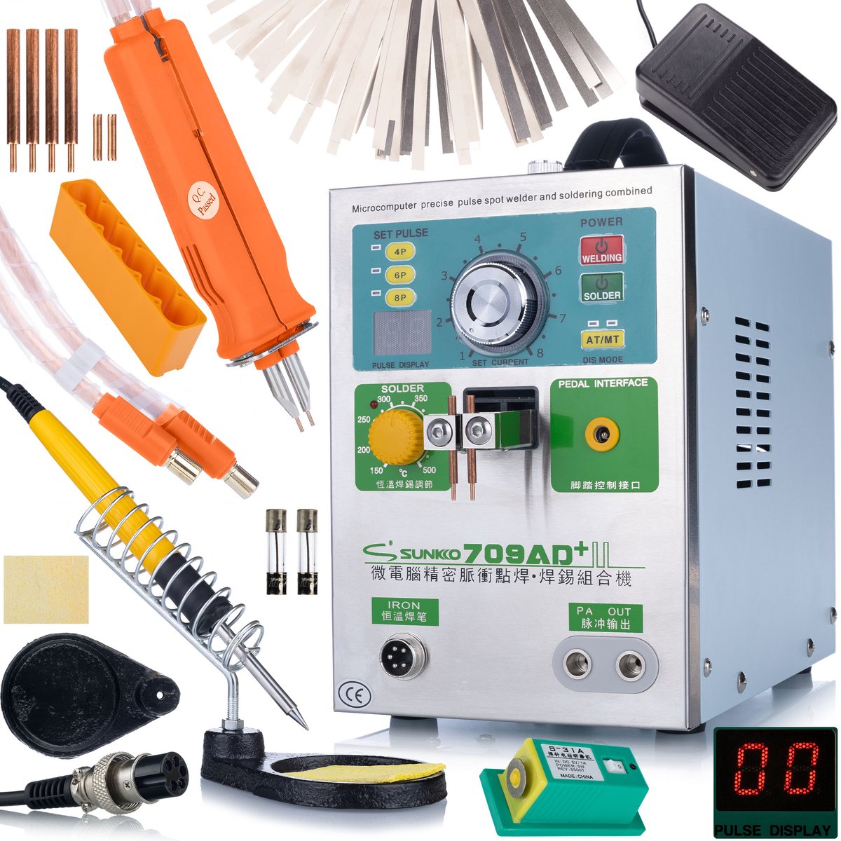 Rosfix Puntlasapparaat Sunkko 709AD+ - HB-70B Laspen, 3,2kW 30–800A - 220/110V, Pedaal, voor Li-Ion