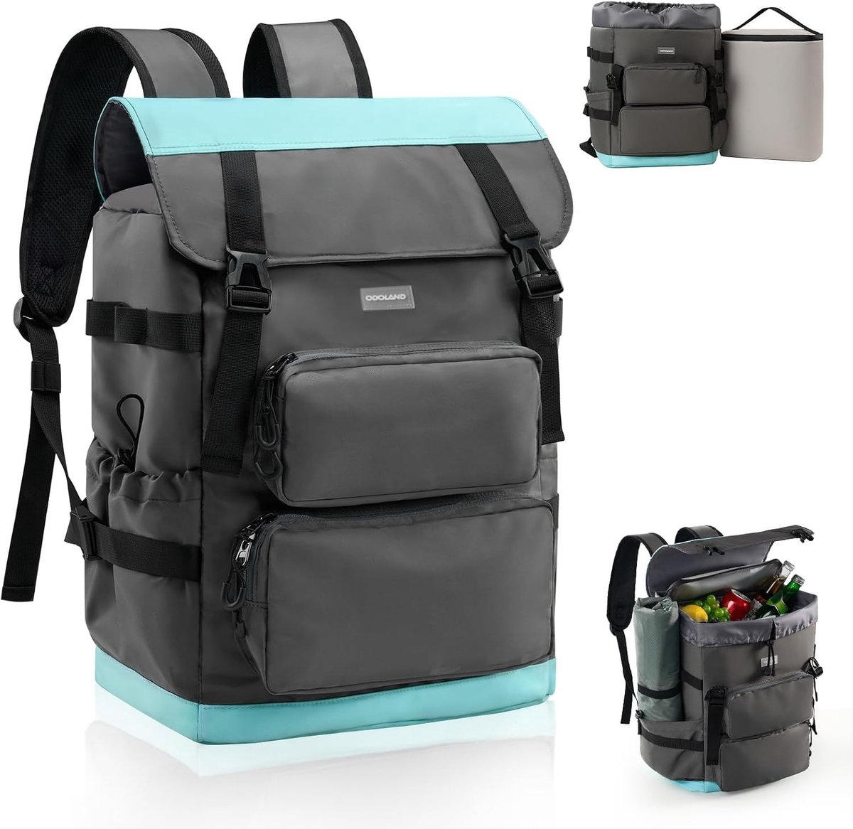 Koelrugzak - Blauw - 34 l - Waterdichte Picknickrugzak met Isotherme Lunchtas - Voor Outdoor en Dagelijks Gebruik