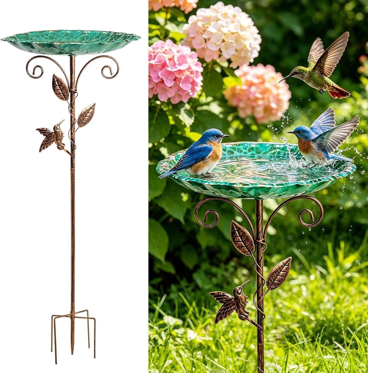 Vogeldrinkbak - Vintage - 30,5 cm - Metalen Waterdrinkbak voor Wilde Vogels - Voor Tuin en Buitenruimte
