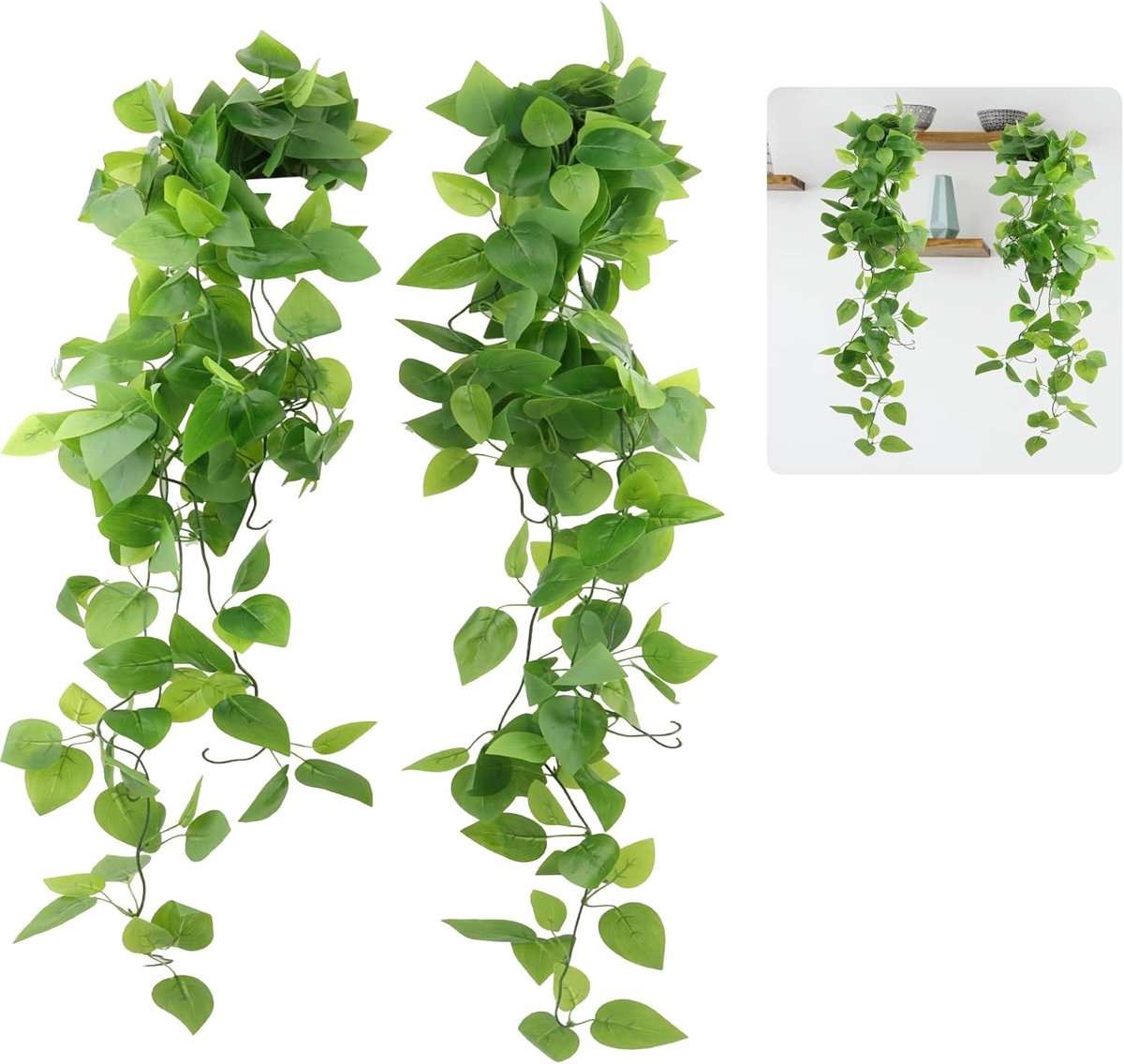 Kunstvetplanten met pot - Groen - 108 cm - Onderhoudsvrije Plastic Hangplanten - Voor Muur- en Interieurdecoratie