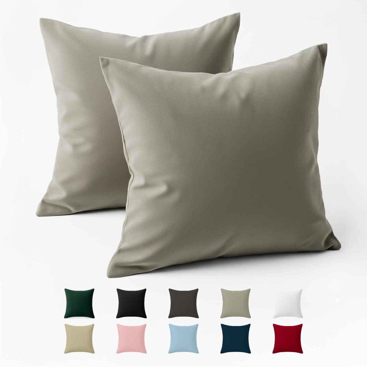 Kussenhoes 40x40 cm - 2 Stuks - Hellgrijs - 100% Katoen - Oeko-Tex Gecertificeerd