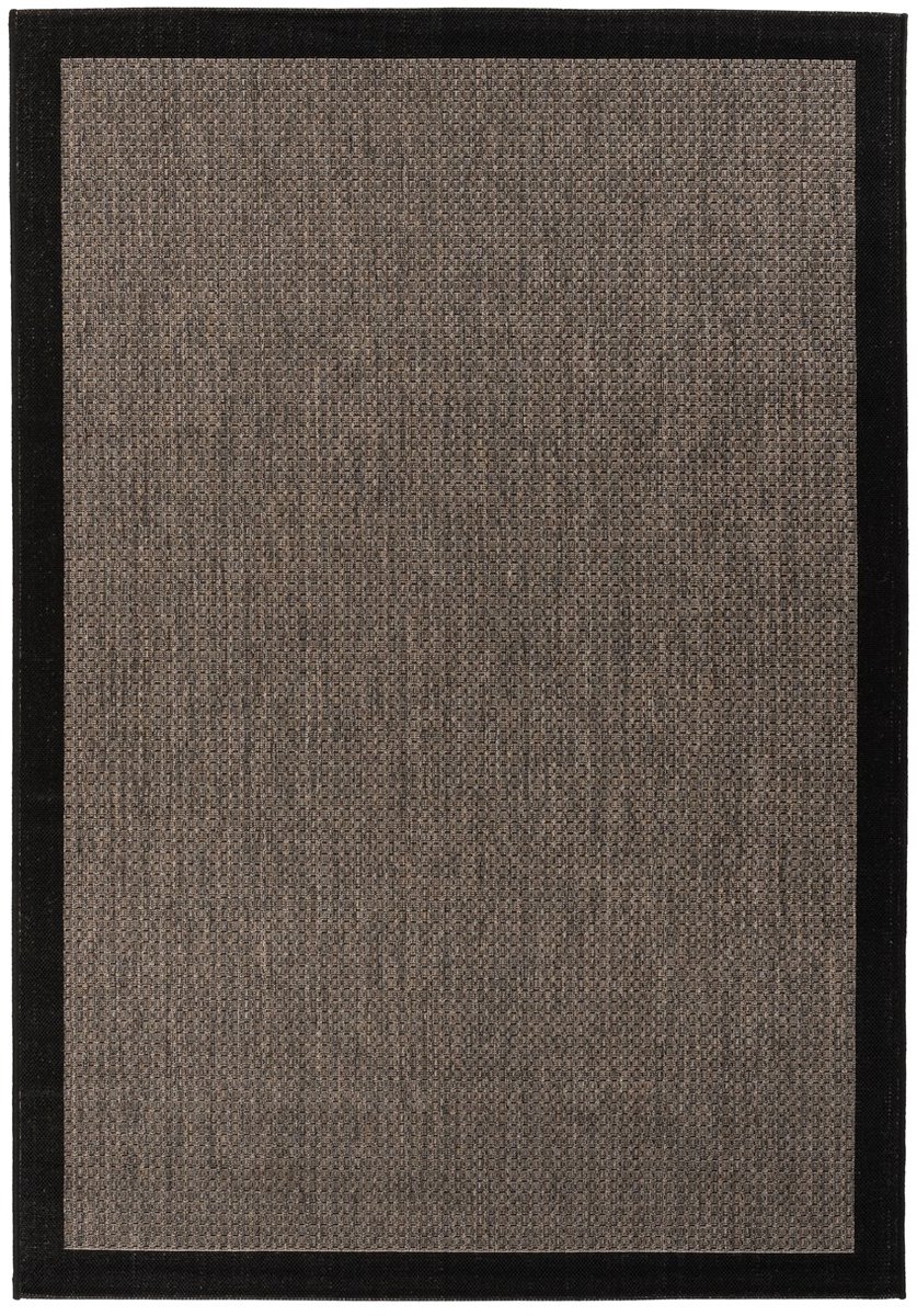 Padiro vlakgeweven vloerkleed 80 x 150 cm - grijs / bruin - modern geometrisch patroon - voor binnen en buiten - geschikt voor vloerverwarming - van polypropyleen
