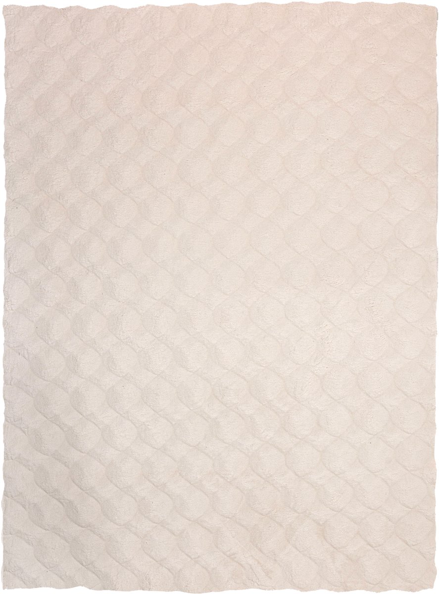 Padiro hoogpolig vloerkleed 200 x 290 cm - crème - modern effen design - geschikt voor vloerverwarming - van polyester en katoen