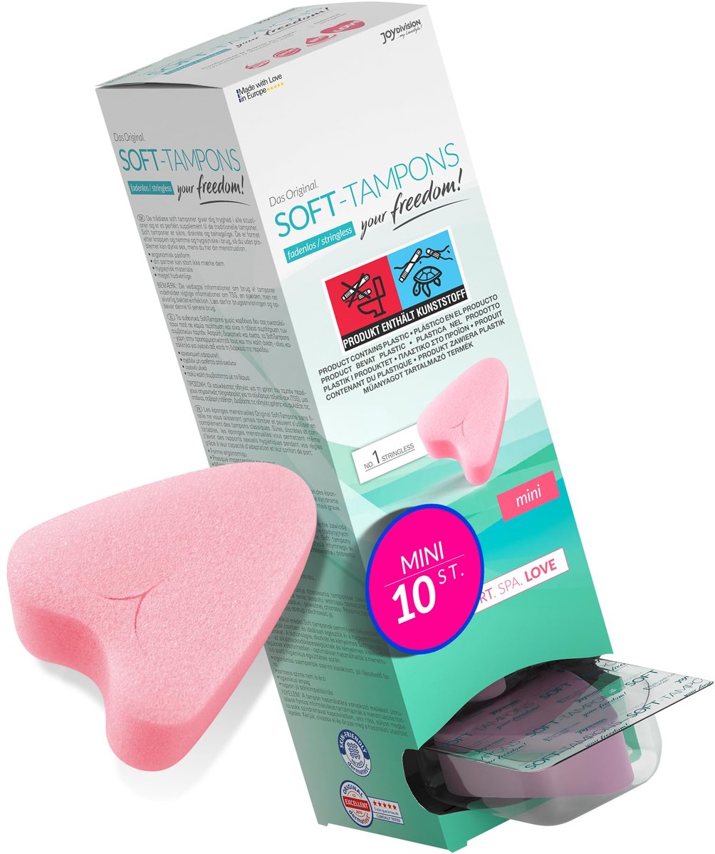 JOYDIVISION Soft-Tampons mini I 10 stuks I draadloze tampons voor sport, zwemmen & wellness I menstruatiesponzen ultrazacht I gemakkelijk inbrengen & verwijderen I mini zachte tampon zonder draad