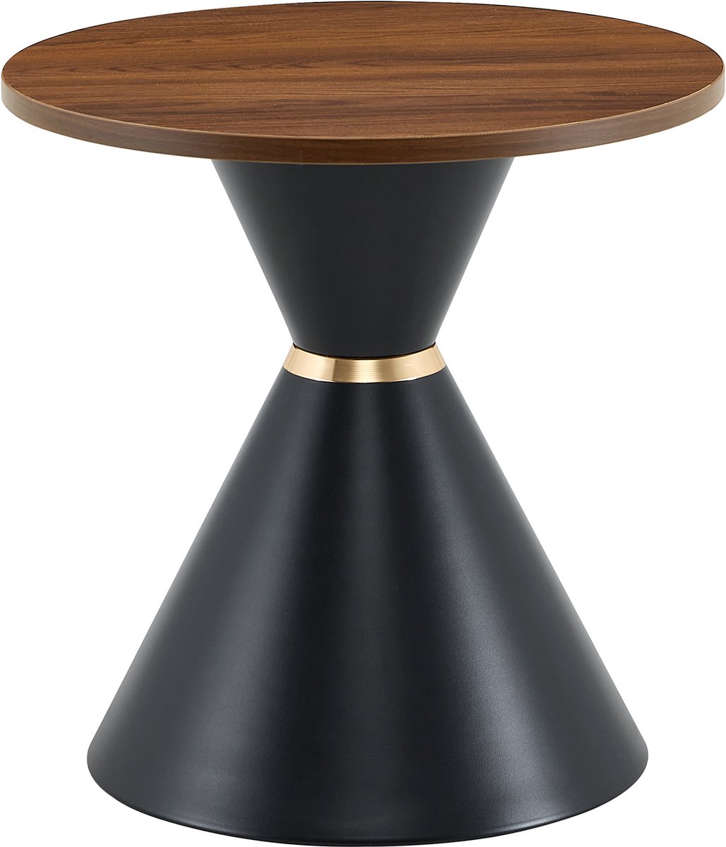 Wishdor Ronde salontafel set van 2 - walnootlook - zwart metalen conische voet - ruimtebesparend - modern - melamine blad - Ø70 en Ø50 cm