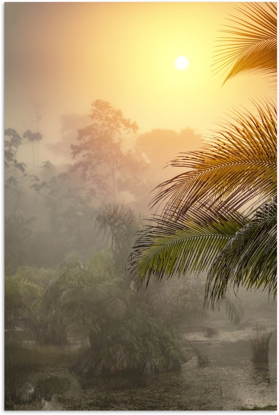 Poster 20x30 cm - Mooie zonsondergang boven het oerwoud van het Nationaal park Corcovado in Costa Rica - Posters - Kamer decoratie - Wanddecoratie woonkamer - Muurdecoratie slaapkamer