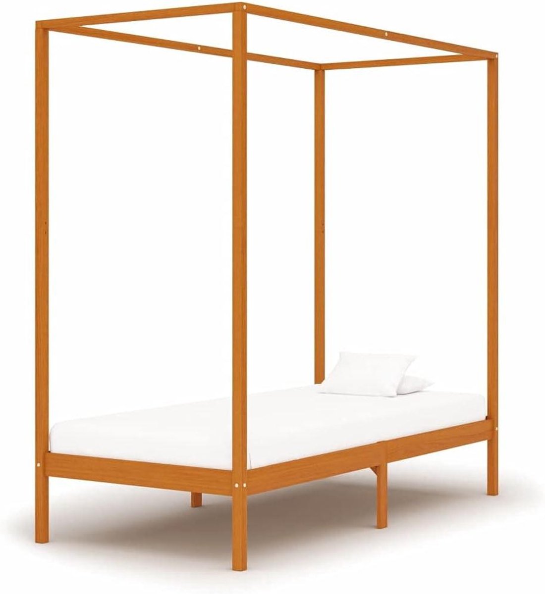 Houten Bedframe - Slaapbank Basis - Slaapkamer Inrichting - Met Gordijnrail - 100 x 200 cm - Honingbruin