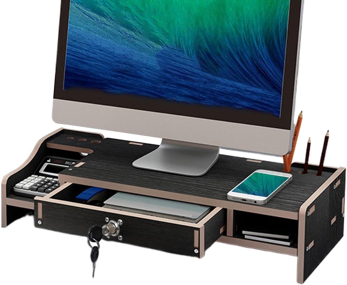 Monitorstandaard - Bureau Organizer - Werkplek Verbeteren - Met Lade - 48.8 x 20 cm - Zwart