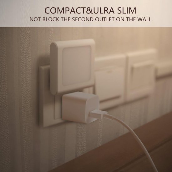 4-led nachtlampje (stekker/stopcontact) - Nachtlampje met dag/nachtsensor - LED-lamp met stekker - Nachtlampje - Warm licht - Dimbaar - Geschikt voor baby- en kinderkamers — afbeelding 4