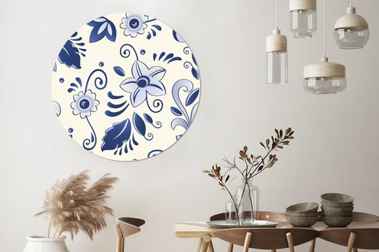 Une illustration d'orchidées bleues. Cercle mural aluminium ⌀ 140 cm