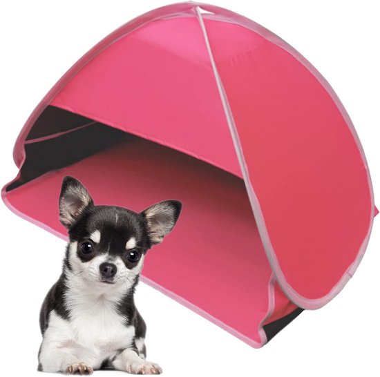 Mini-zonneschermtent, 1 stuk Opvouwbare pop-up strandtent UV-bescherming Geschikt voor huisdieren, kamperen, picknicken en op het strand Roze vinyl Maat L van MINI — afbeelding 5