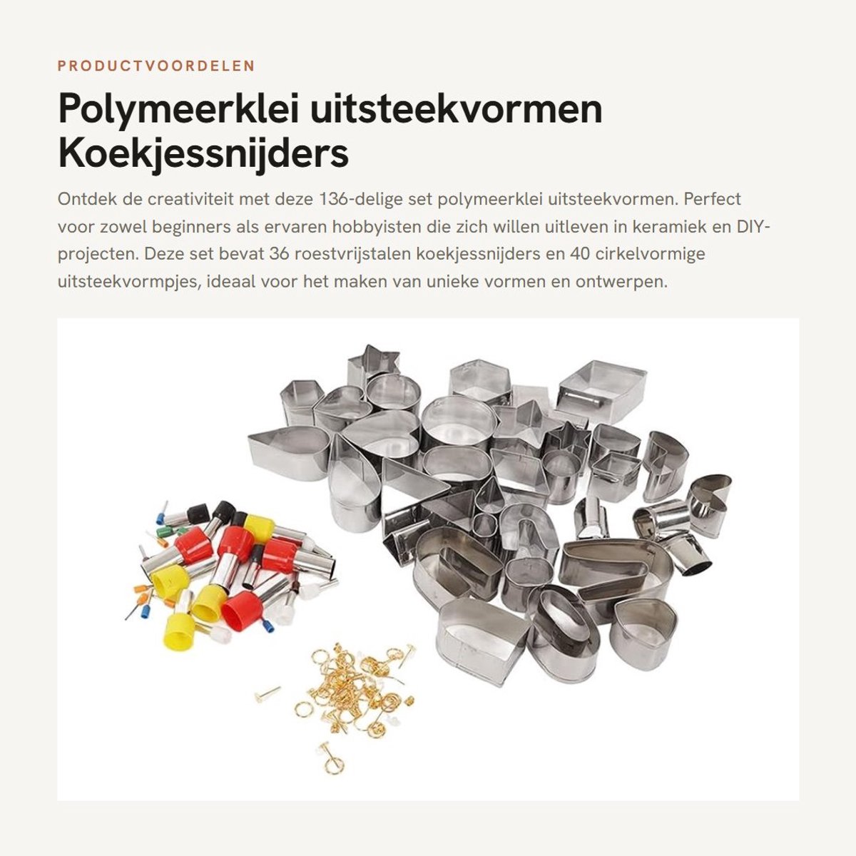 Dailygoods - Polymeerklei uitsteekvormen - Koekjessnijders - 136-delig - Inclusief accessoires - Keramiek en DIY - Geschikt voor hobbyisten - Creatief...