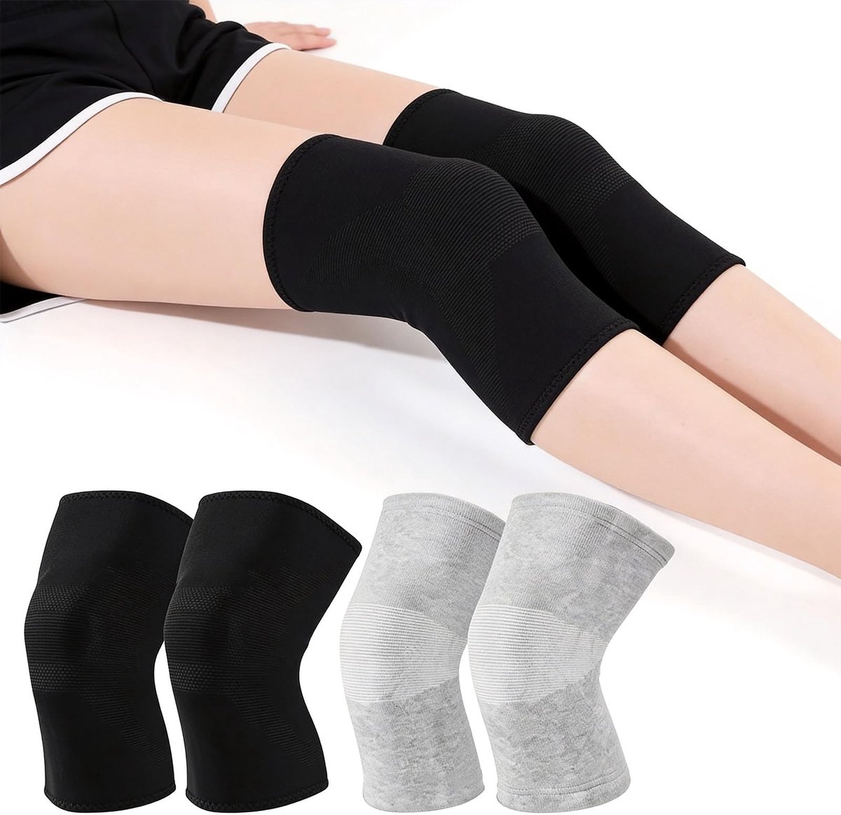 Dailygoods- Kniebeschermers Bamboe - 2 Paar - Ademend - Kniebandage Ondersteuning - Sport - Ergonomisch Design - Optimale Gewrichtsondersteuning