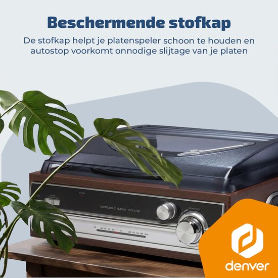 Denver Retro platenspeler - Ingebouwde Speakers - FM Radio - Auto-stop Functie - AUX - Phono - VPR190 — afbeelding 2