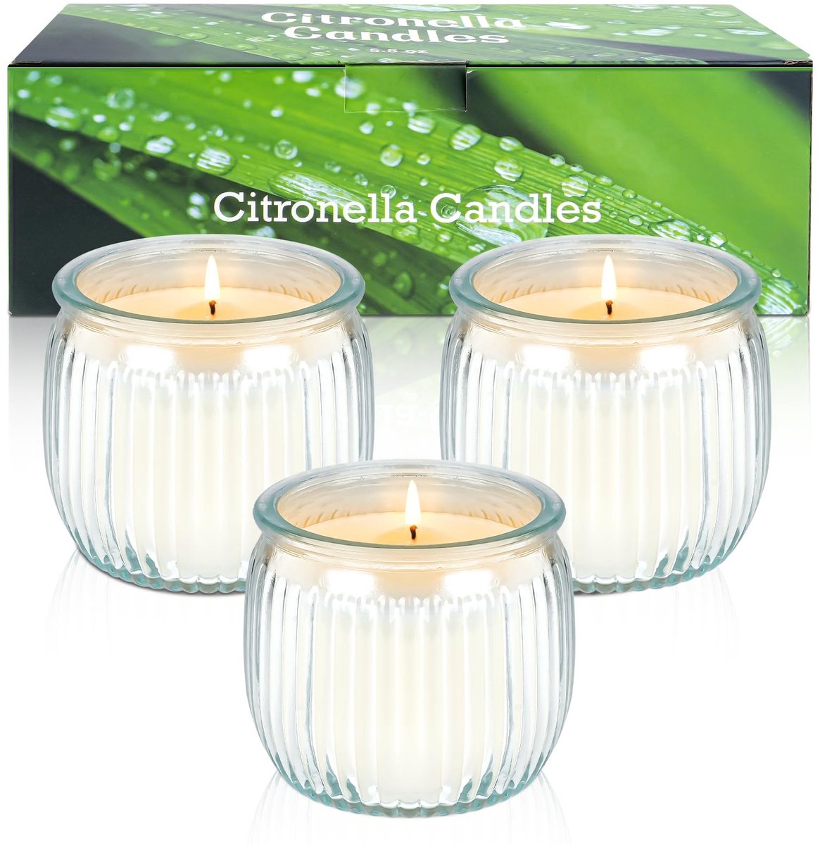Dailygoods- Citronella Kaarsen Set van 3 - Buitenkaarsen in Glazen Potten - Natuurlijke Sojawas - Brandduur 135 Uur - Veilig voor Gezinnen - Geurkaars