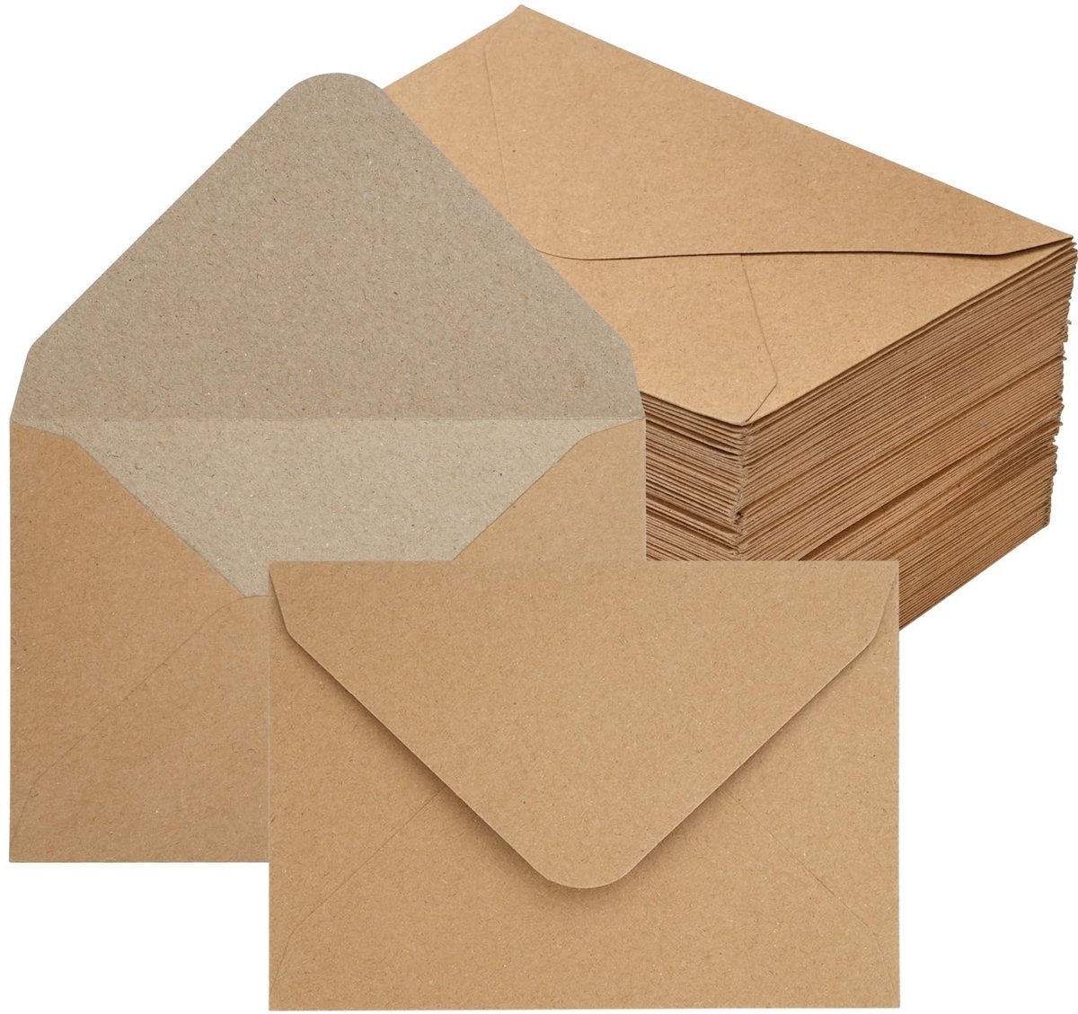 Dailygoods- Enveloppen 50 stuks - Kraftpapier 130 g/m² - 17,6 x 12,5 cm - Blanco pocketfold - Verjaardagskaarten - Huwelijksuitnodigingen - Robuust en duurzaam - Brievenveloppen