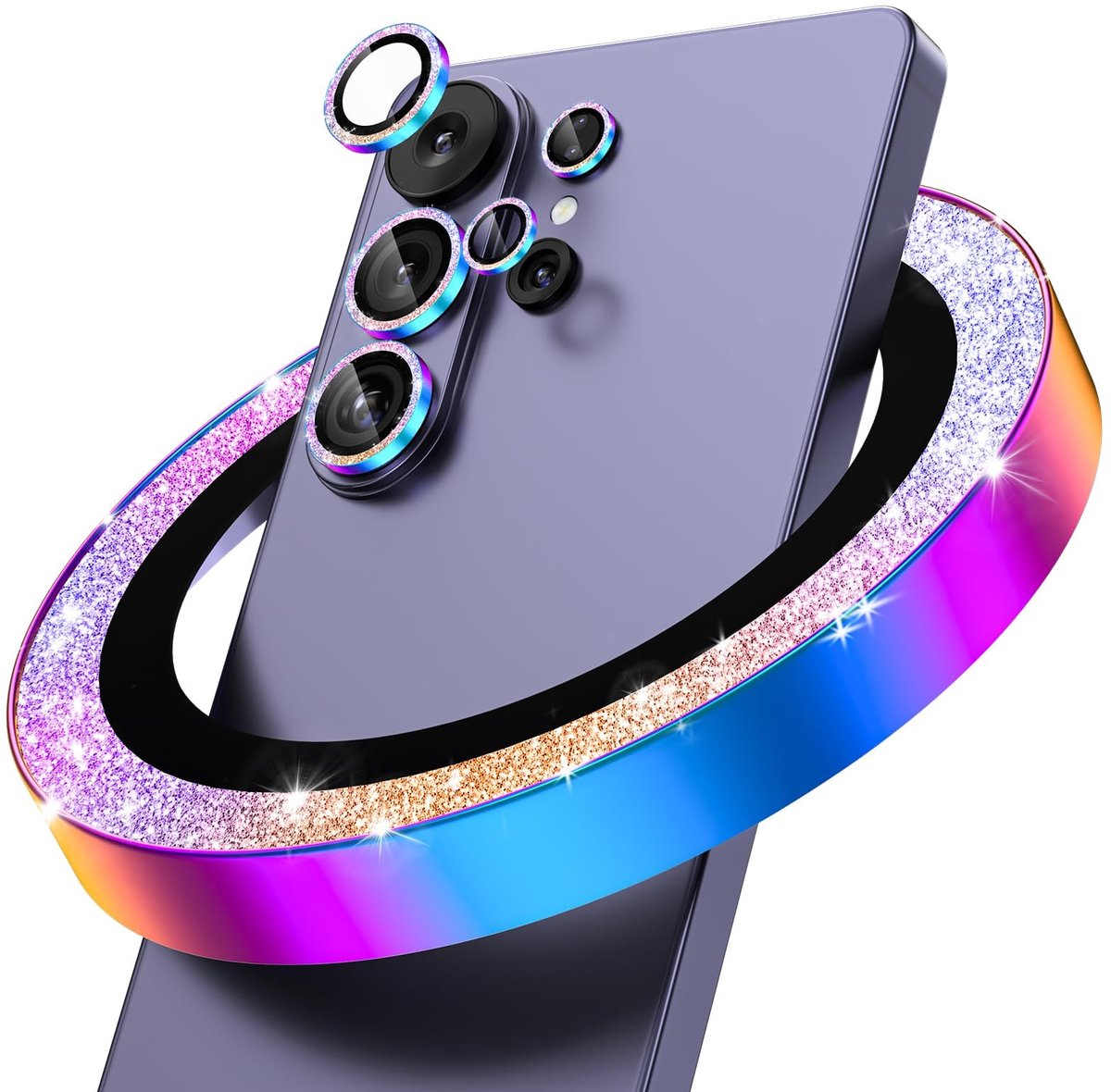 SnelShoppen - S26U Camera Lens Beschermer Bling Glitter Kleurrijk - Premium Bescherming voor Smartphone Camera - Stijlvol en Duurzaam