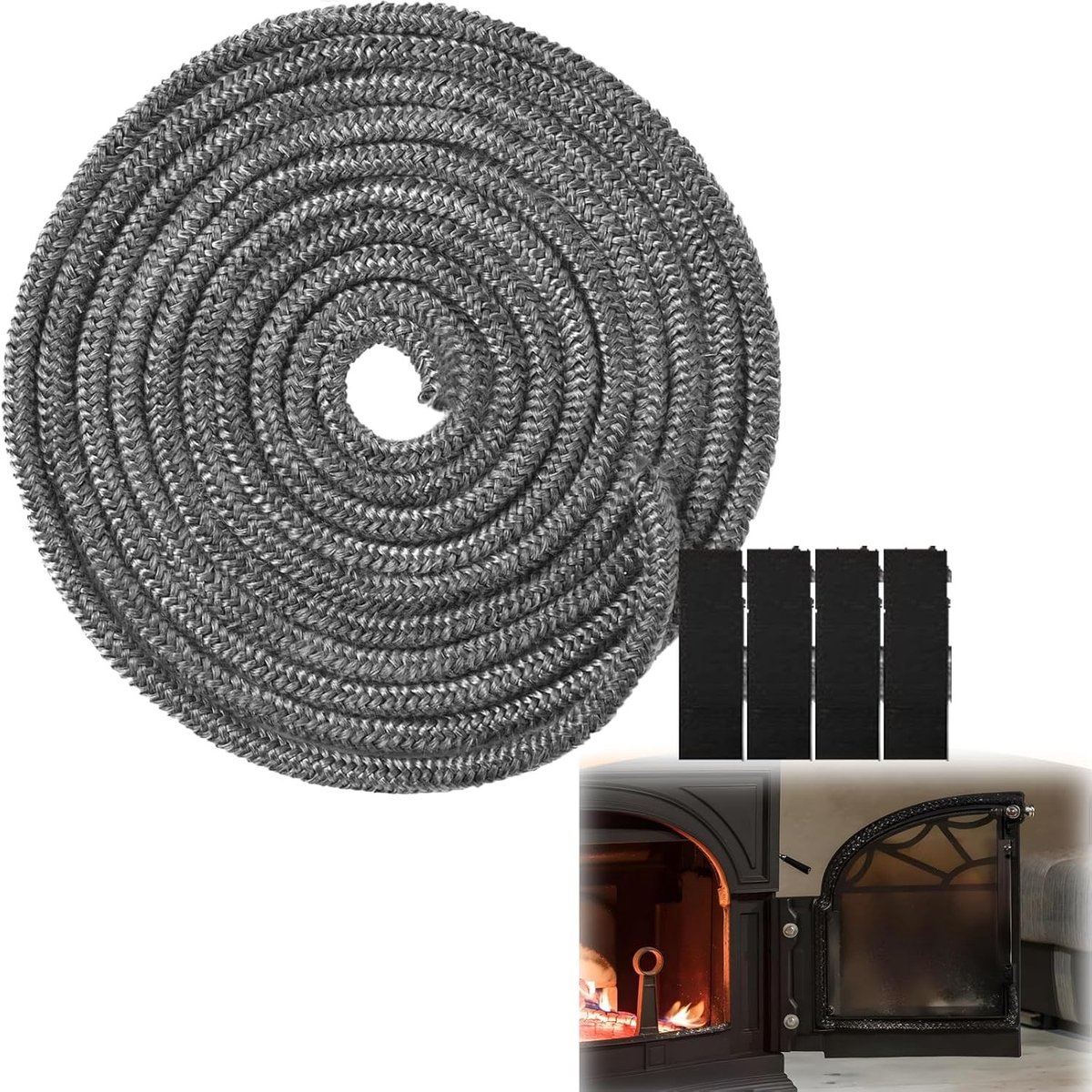 Hittebestendige Sealkoord voor Haard, Oven en Kachel - Vezelglas Dichtingstape - 6mm x 2.5m voor Optimale Isolatie en Brandveiligheid