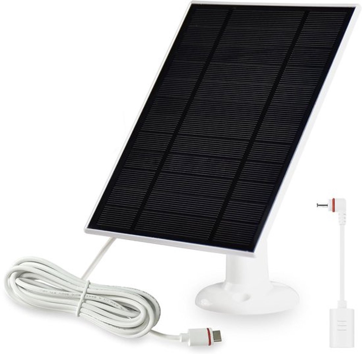 Zonnepanelen geschikt voor Ring Stick Up Cam/Pro-batterijen en geschikt voor Ring Spotlight Cam Plus/Pro-batterijen, 1 stuk, inclusief USB-C-naar-stekkeradapter.