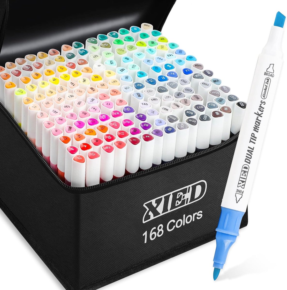 SnelShoppen - 168 Kleuren Alcohol Markers, Dubbelzijdige Alcohol Markers, Sneldrogende Highlighters, Set voor Volwassenen, Kunstenaars & Studenten voo