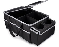 Achterbak-organizer met Multi-Compartiment | Opvouwbare Auto Organizer voor Achterbank | Zwart met Antislip Bodem | Ideaal voor Kleding, Speelgoed en Kantoor Producten Auto organizer