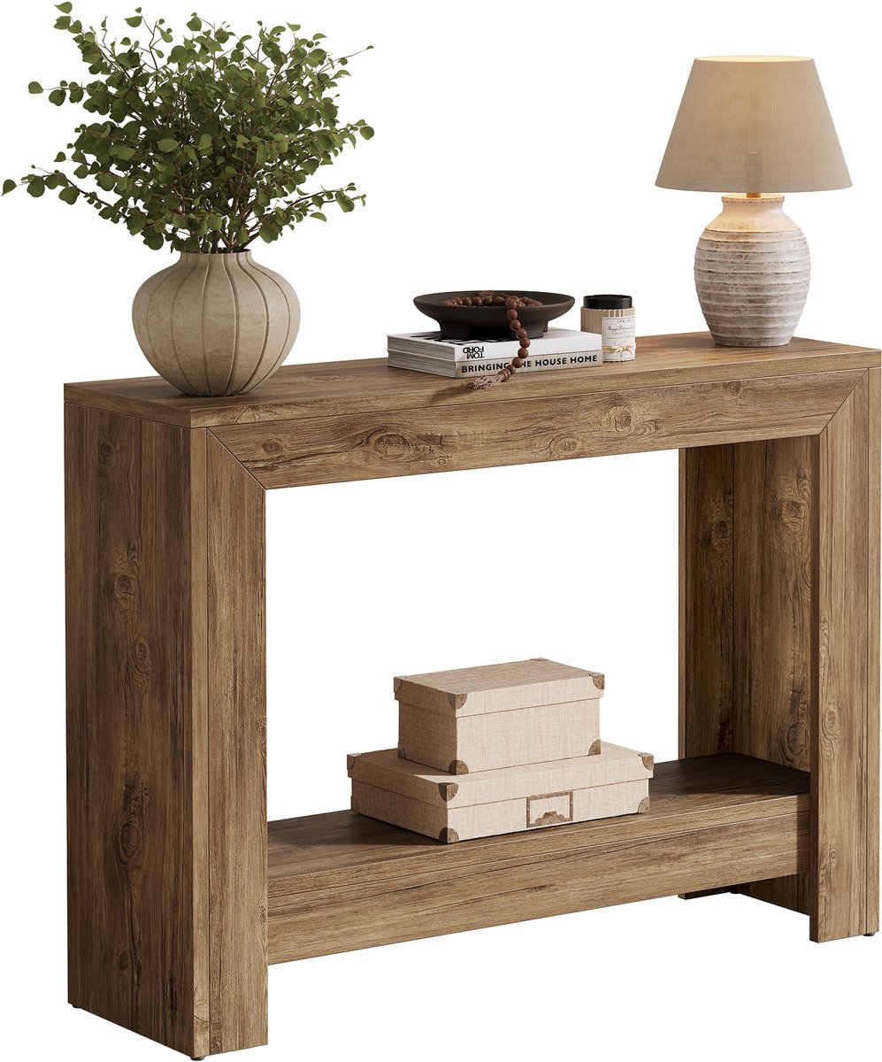 Tribesigns Consoletafel - Sidetable - Console - Haltafel - MDF - Industrieel - 105 x 30 x 80 cm - Console Tafel - Bruin