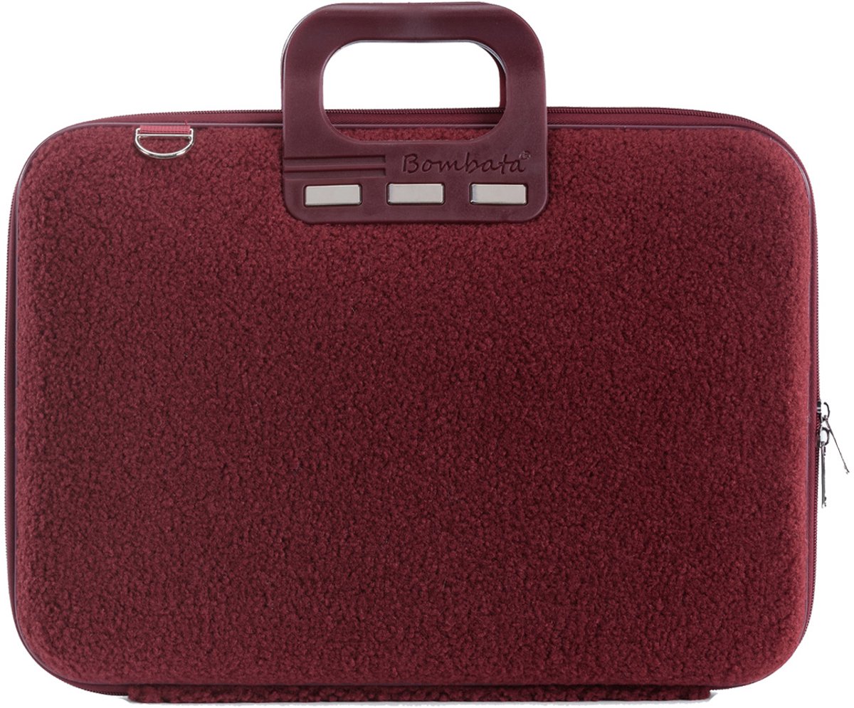Bombata Teddy Universele Laptoptas 15 / 15,6 / 16 inch – Teddy Stof – Met Schouderriem – Donkerrood