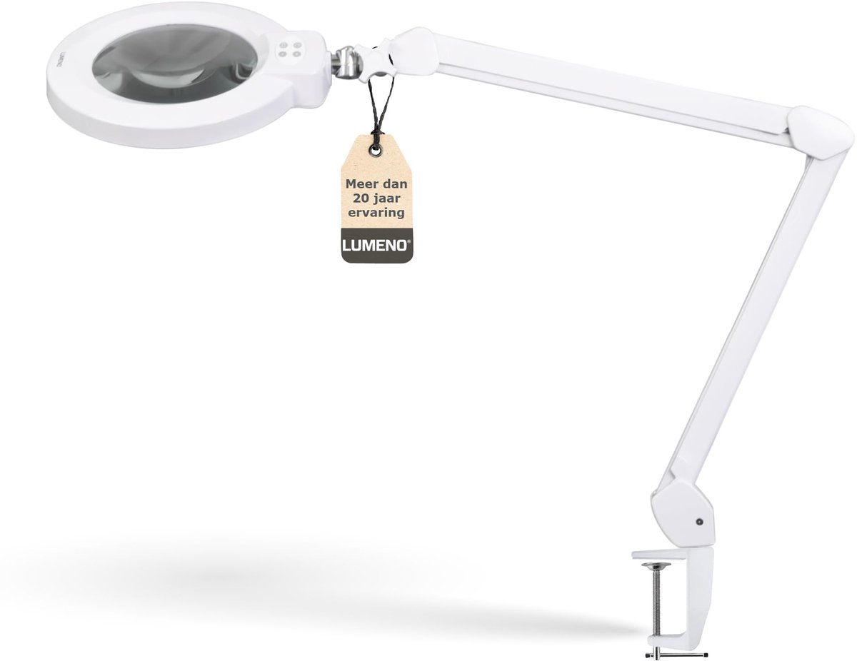 SnelShoppen - Dimbare LED loeplamp met 172 mm glaslens, 3 dioptrieën, robuuste metalen behuizing, ideaal voor lezen, handwerk, pedicure en hobby's