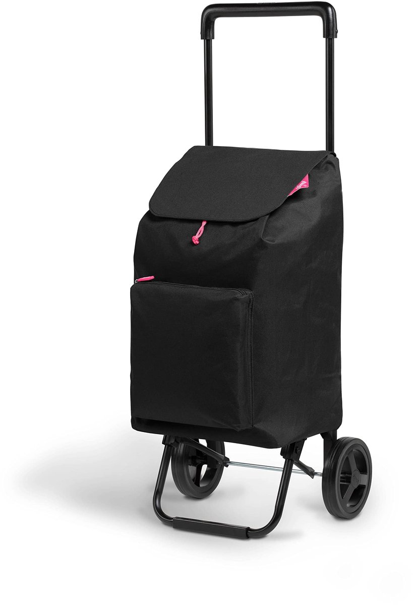 SnelShoppen - Lichte Winkelwagen met Ritssluiting en Voorvak, Boodschappentrolley met Regenbescherming, 42 Liter, Ideaal voor Boodschappen, Camping en