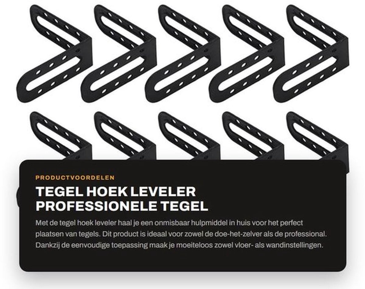 Tegelhoekleveler 25 Stuks - Professionele Tegelnivelleerder - ABS Materiaal - Zwart - Dikte 1,96 mm - Perfect voor Vloer/Wand Tegels - Tegelsysteem