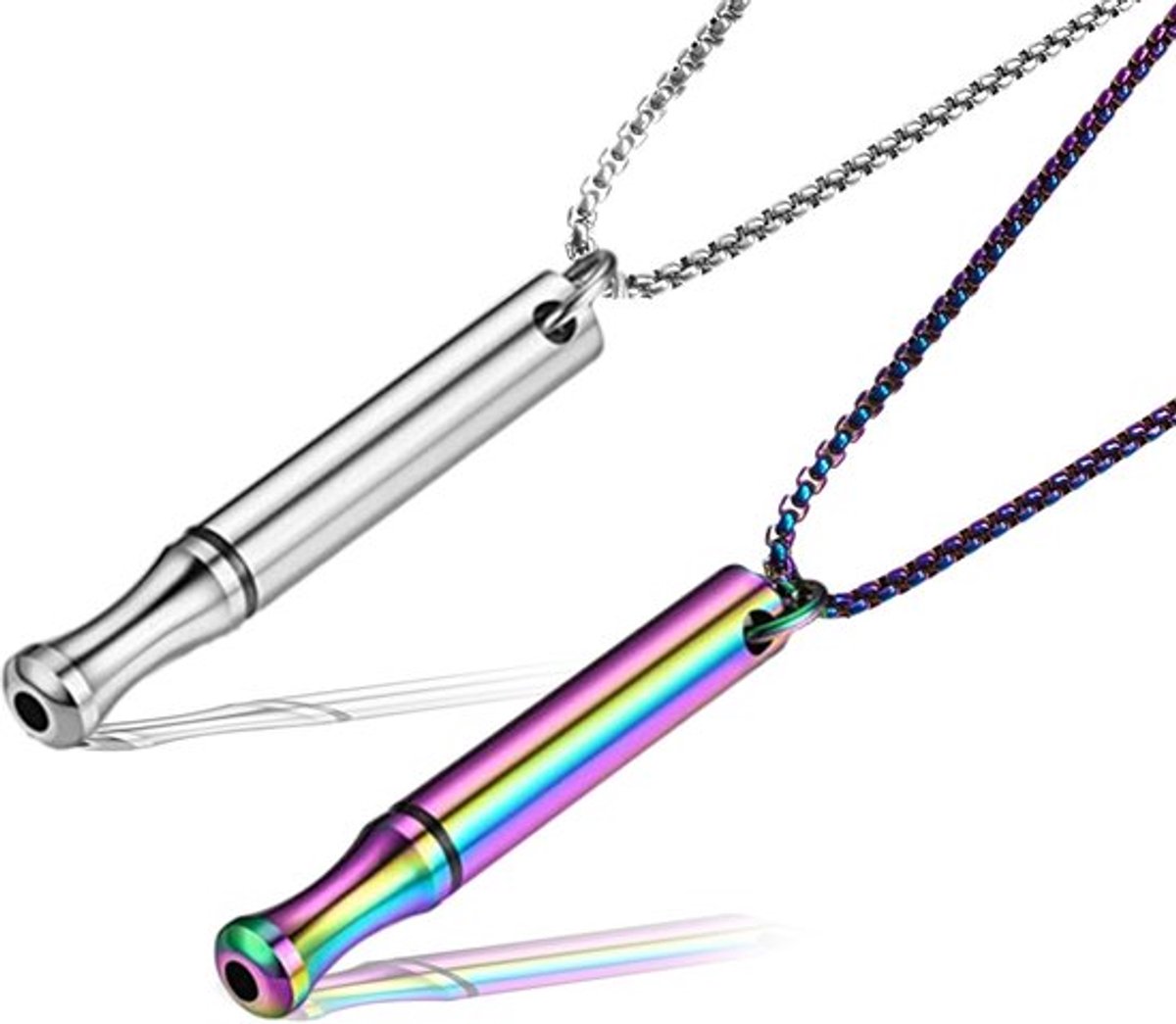 Ademhalingsketting - Draagbare Fluitketting - Roestvrij Stalen Ketting - Meditatie/Hulpmiddel - Mindfulness/Oefeningen - Stressverlichting