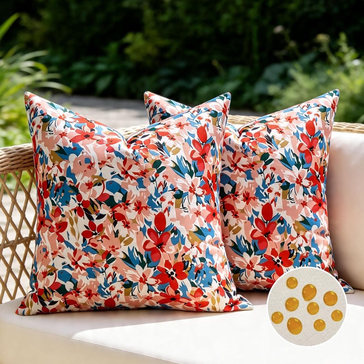 Decoratieve Kussenslopen 45 x 45 cm in Rood met Bloemenpatroon voor Sofa en Buitengebruik, Ideaal voor Lente en Zomer