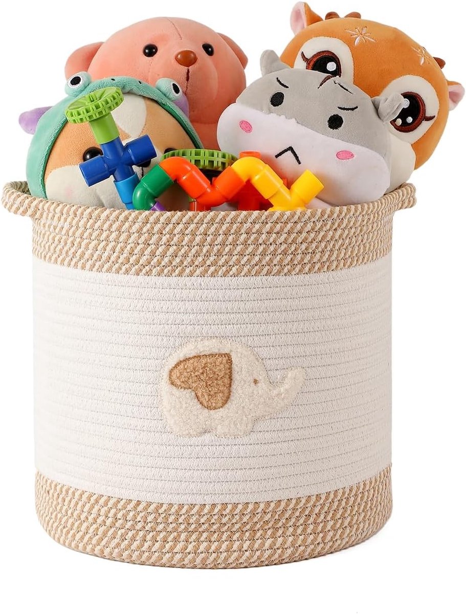 Opbergmand voor Kinderspeelgoed van Katoen, Organizer voor Kinderkamer, Verschoontafel en Badkamer, Handige Mand met Handvatten, Perfecte Cadeau-optie