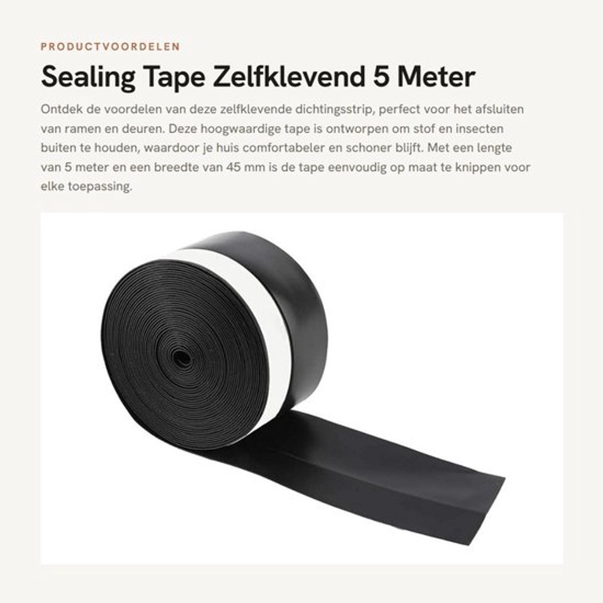 Deurafdichting Zelfklevend - Afdichtstrip 5m - Siliconenrubber - Waterdicht - Duurzaam - Hitte- en koudebestendig