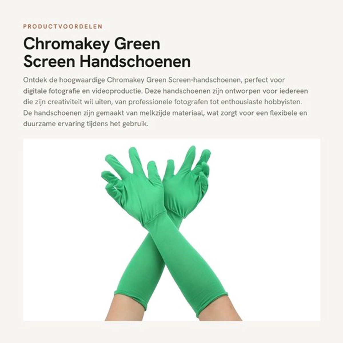 Groene Handschoenen Melkzijde - Opvouwbaar - Wasbaar - Voor Fotografie/Video - Chromakey Green Screen - Flexibel/Duurzaam