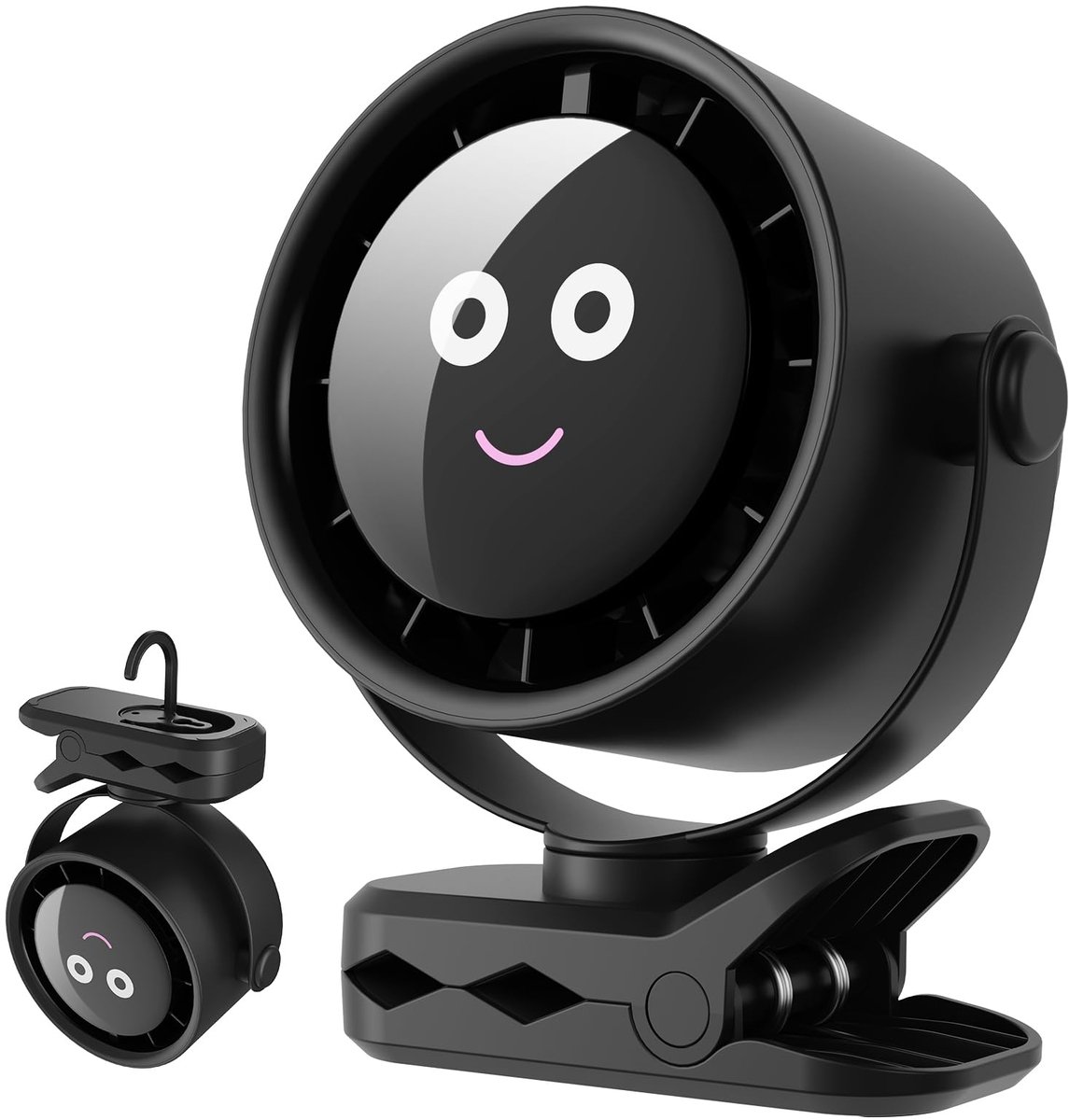 SnelShoppen - USB Mini Bureau Ventilator - Draagbare 4000 mAh Ventilator met LED-scherm, 5 Snelheden, 360° Draaibaar, Ophangclip, Opladbare Ventilator